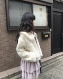 Lanne Shearling Collar Short Fur Jacket