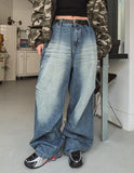 Loop Cat Washed Balloon Fit Denim Pants