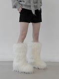 1177 Fur Platform Sole Long Boots (5cm)