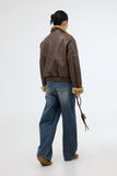 Double washing wide jeans