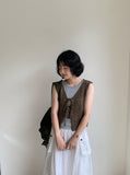 Mimoru Punching Layered Ribbon Knit Vest