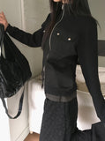 Vet Pocket Color Matching Two-Way Knit Long Sleeve Zip-Up