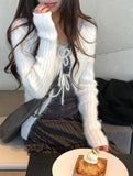Helo Angora Rib Ribbon Knit Cardigan