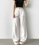 Summer Tencel Cooling Hem Snap Tick Long Wide Cotton Pants