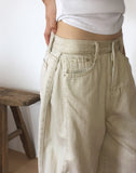 Dus Side Folding Pintuck Wide Cotton Pants