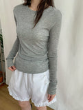 Nohidi Tencel Layered Loose Fit Long Sleeve Tee