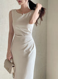 Morian Notch Shirring Span Sleeveless One Piece