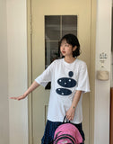 Imilve Dot Embroidery Over Short Sleeve Tee