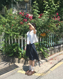 Lute round collar button puff jacket