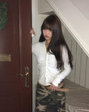 Hori shirring brushed cardigan