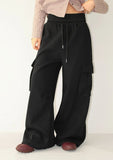 (Lining brushed) FOLD-UP POCKET WIDE PANTS