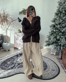 Denen Button Brushed Corduroy Pants