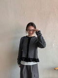 [BAONHAUS] Lorenine Frill Stripe Cardigan