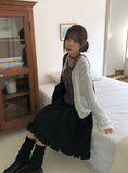 Groom Cable Round Neck Knit Cardigan