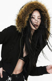 [ EEUN MADE ] Tree Hotfix Double Fur Hood Zip-Up