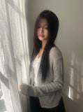 Detting Round V-Neck Knit Cardigan