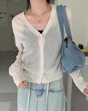 Pans Basic Linen V-Neck Cardigan