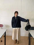 Necoco banding corduroy pintuck long skirt