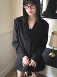 Tebbi Basic Boxy Oversized Fit Minimal Blazer Jacket