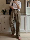 Ice two-tuck linen pants