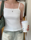 Color Slim Cropped Ribbed String Sleeveless