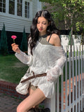 Summer Over Back Eyelet V-Neck Knit