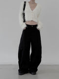 Winter V-neck Fur Crop Cardigan