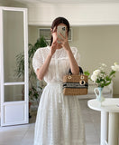 [Two Piece] Hueri Punching Blouse Long Skirt
