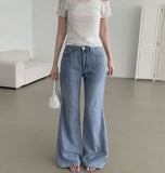 Summer Linen Tencel Banding Loose Bootcut Denim Pants