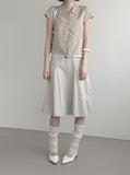 Cotton Gored Flare Midi Skirt