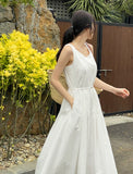 Peeling Pleated Sleeveless Long One Piece (Belt Set)