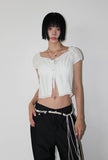 LACE EDGE SLIT BLOUSE