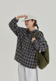 [BAONHAUS] Kitket Check Over Hood Shirt