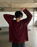 See-through wide neck knit