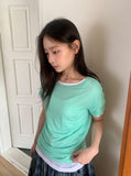 [BAONHAUS] Seidin Tencel Layered Short Sleeve Tee