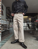 Rib Soft Wide Cotton Pants