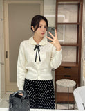 Reju Punching Collar Heart Button Knit Cardigan (Brooch Set)