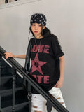Hate Love Printing Over Short Sleeve