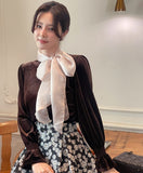 Coen Satin Tie Velvet Blouse