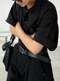 Matte Black Linen Short Sleeve Shirt