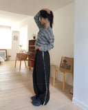 Minun Stripe Color Matching Knit Long Sleeve Cardigan