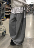 Flan Boa Fur Side Pintuck Snap Wide Pants