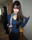 Muhi Button Heart Neck Long Sleeve T-shirt