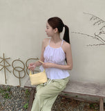 Summer Halterneck Back Ribbon Smocke Banding Sleeveless Blouse