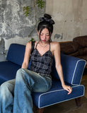 Wiz Strap Check Blouse Scrunch Set