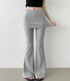 Layered Skirt Leggings Bootcut Banding Pants
