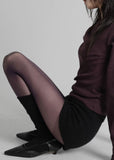 Deep purple see-through tights