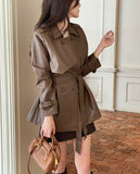Suitman Double Trench Half Leather Jacket (Belt Set)