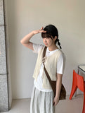 Ririna Ribbon Layered Punching Knit Vest