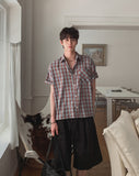 Heave Burgundy Check Short Sleeve Shirt
